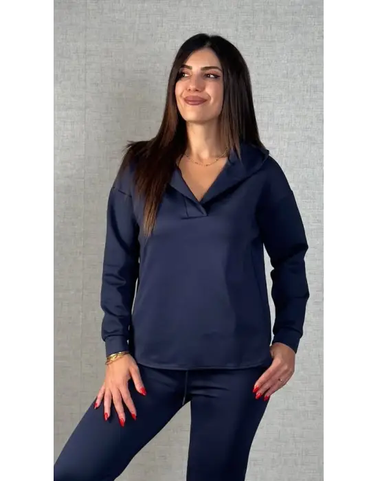 Kadın Uzun Kollu Kapüşonlu Ikili Takım