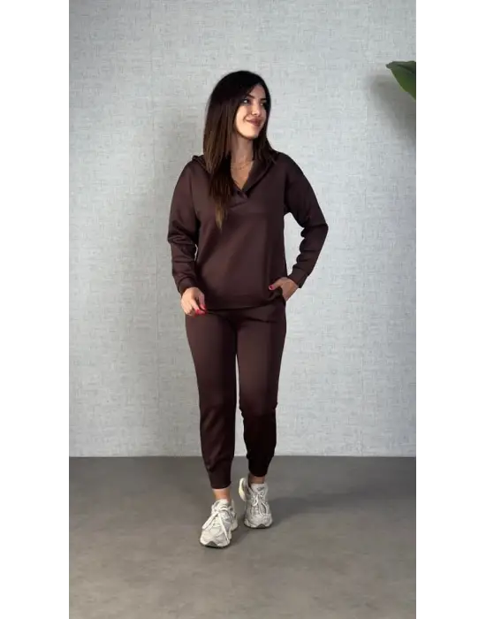 Kadın Uzun Kollu Kapüşonlu Ikili Takım
