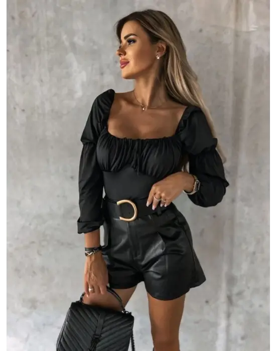 Omarı Şık Kadın Uzun Kollu Göğüs Detaylı Bluz