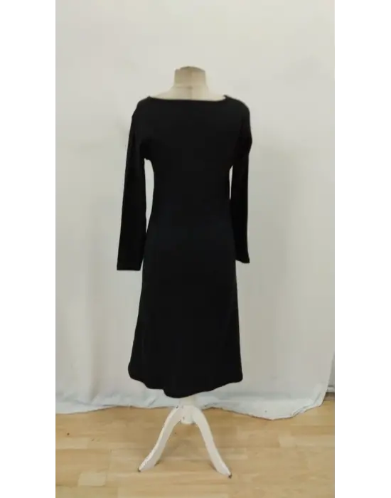 Kadın Uzun Kollu Kare Yaka Midi Kaşkorse Elbise