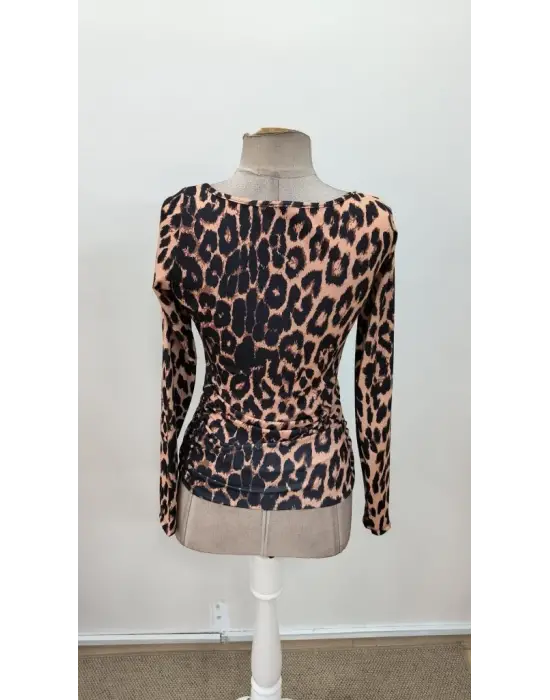 Modern Leopar Desenli Kollu Bluz
