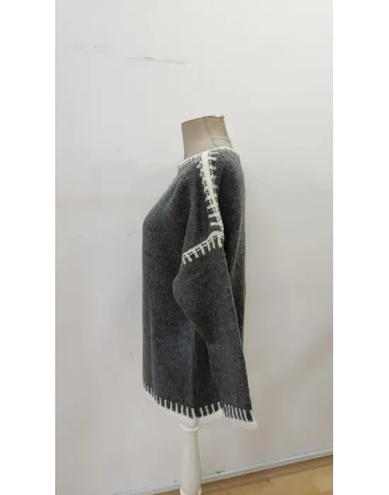 Kadın Uzun Kollu Kayık Yaka Triko Bluz