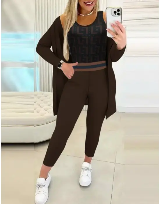 Kadın Uzun Kollu Krep üçlü Takım