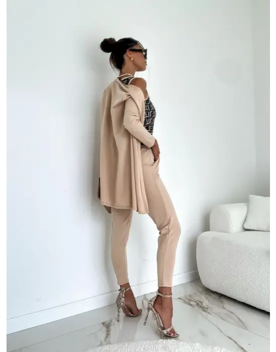 Kadın Uzun Kollu Krep üçlü Takım