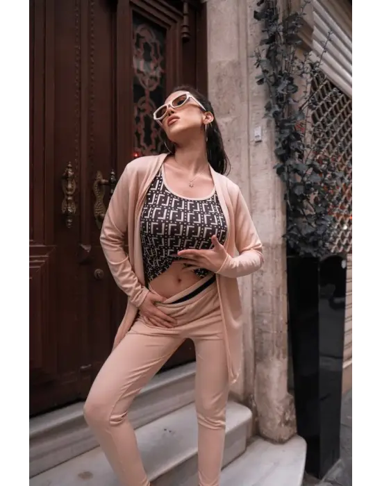 Kadın Uzun Kollu Krep üçlü Takım