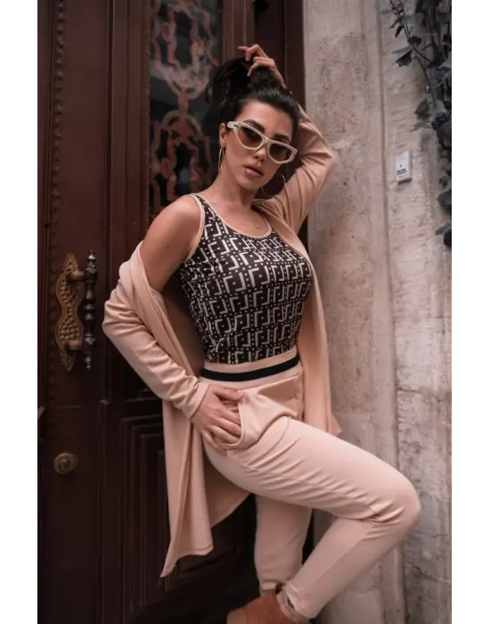 Kadın Uzun Kollu Krep üçlü Takım