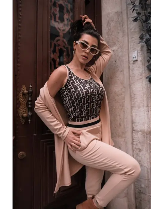 Kadın Uzun Kollu Krep üçlü Takım