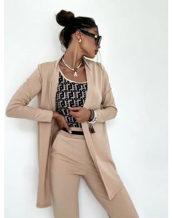 Kadın Uzun Kollu Krep üçlü Takım