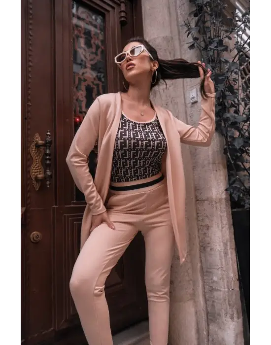 Kadın Uzun Kollu Krep üçlü Takım