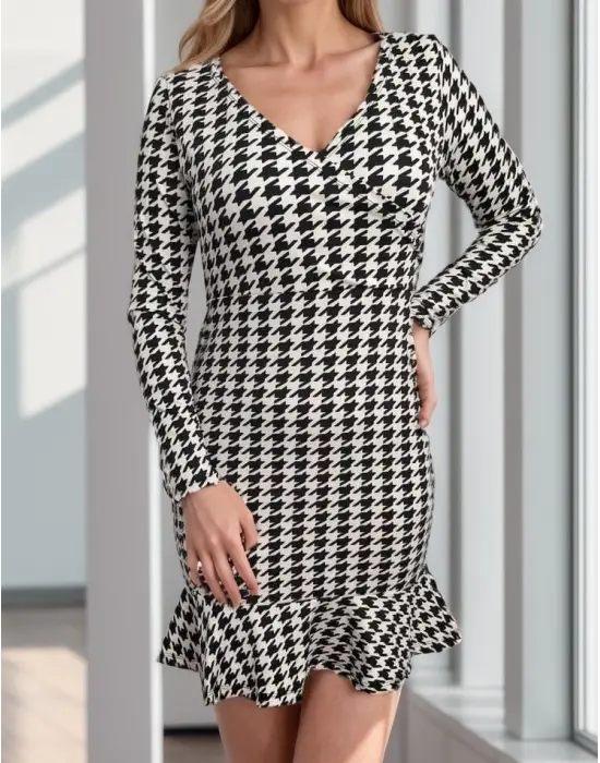 Omarı Mikro Mini Boy Kruvaze Yaka Elbise