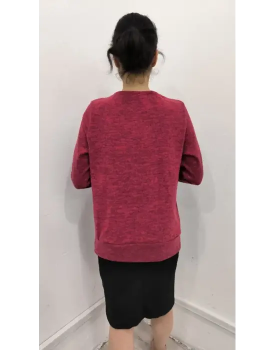 Kadın Uzun Kollu Kruvaze Yaka Kol Ve Etek Ucu Manşet Detay Yumoş Bluz