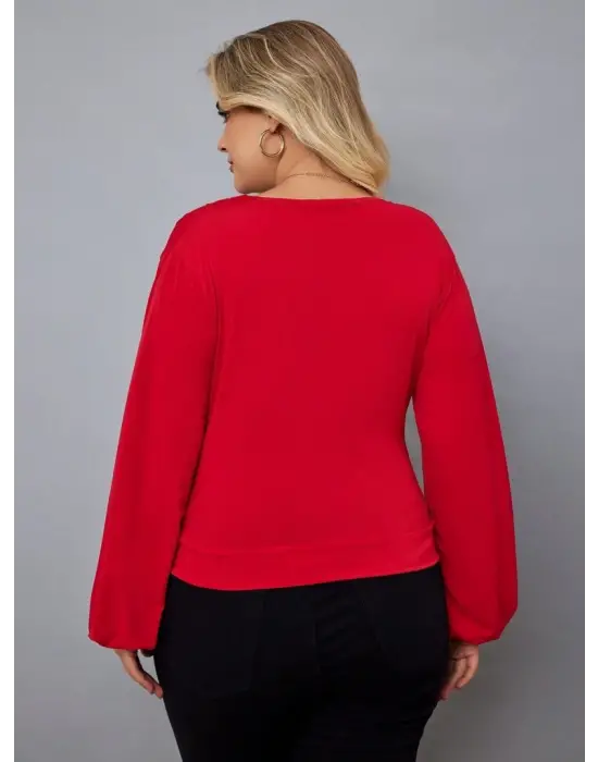 Kadın Uzun Kollu Kruvaze Yaka Sandy Bluz