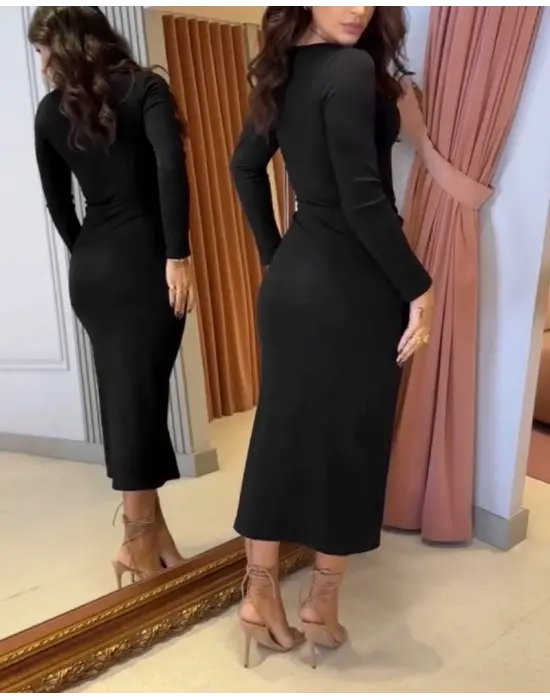 Zarif Kruvaze Yaka Ottoman Elbise