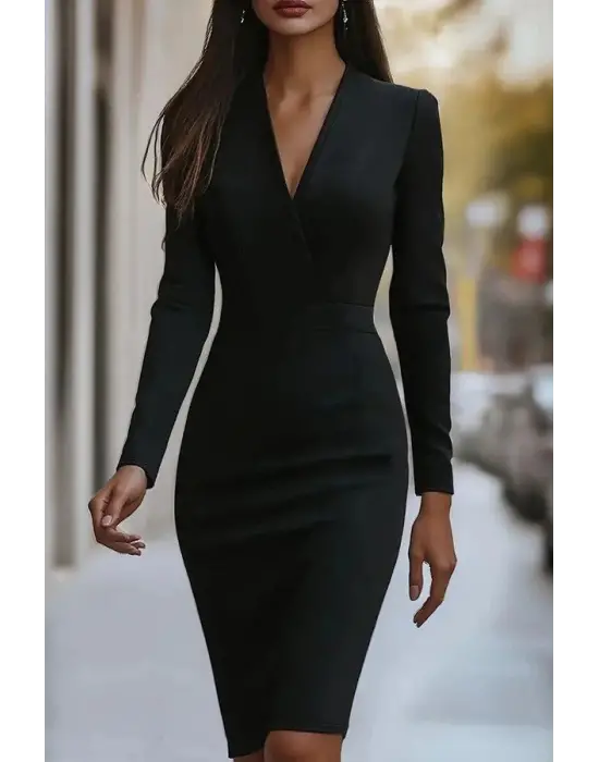 Şık Kadın Kruvaze Yakalı Mini Elbise