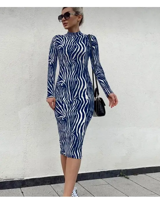 Kadın Uzun Kollu Mikro Midi Elbise