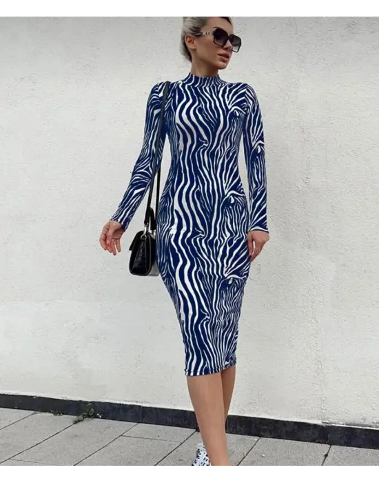 Kadın Uzun Kollu Mikro Midi Elbise