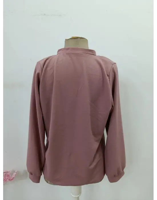 Kadın Uzun Kollu önden Düğmeli Hakim Yaka Ithal Krep Bluz