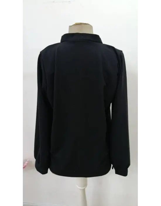 Kadın Uzun Kollu önden Düğmeli Hakim Yaka Ithal Krep Bluz