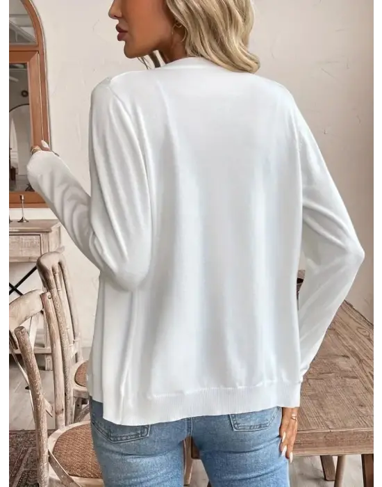 Kadın Uzun Kollu önden Düğmeli Triko Ceket