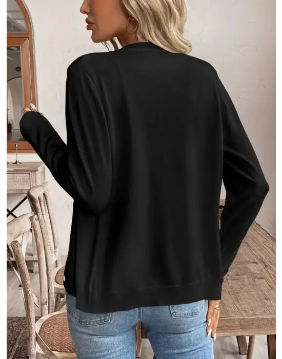 Kadın Uzun Kollu önden Düğmeli Triko Ceket