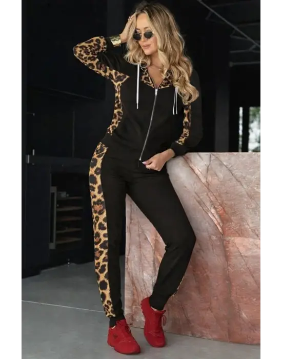 Kadın Uzun Kollu önden Fermuarlı Bağcıklı Viskon Iki Iplik Bluz Ve Pantolon Ikili Takım