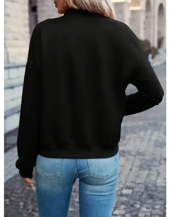 Kadın Uzun Kollu önden Fermuarlı Cepli Modal Ceket