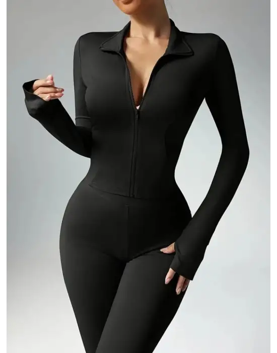 Şık Önden Fermuarlı Kadın Ikili Takım