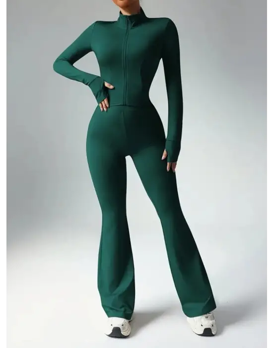 Zarif Önden Fermuarlı Kadın İkili Takım