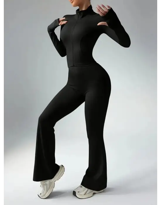 Şık Önden Fermuarlı Kadın Ikili Takım