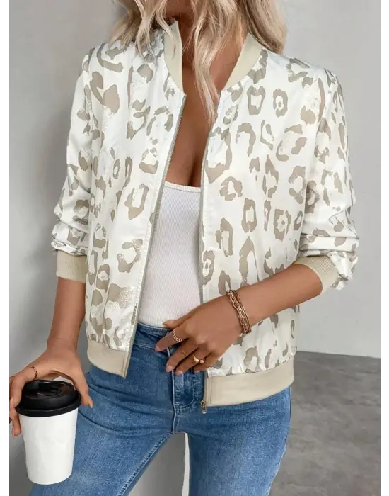 Kadın Uzun Kollu önden Fermuarlı Modal Ceket