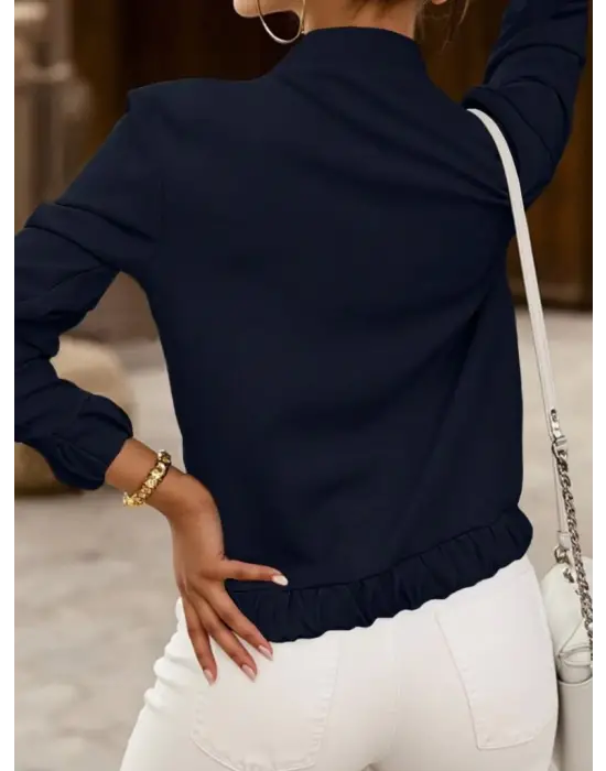 Kadın Uzun Kollu önden Fermuarlı Modal Ceket