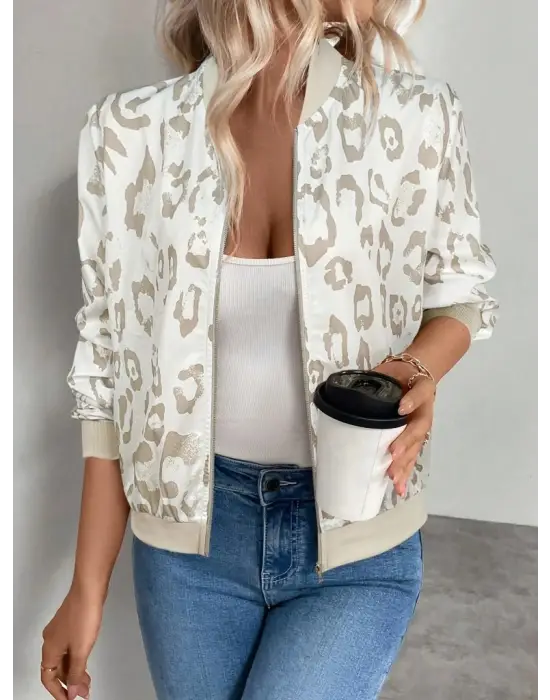 Kadın Uzun Kollu önden Fermuarlı Modal Ceket