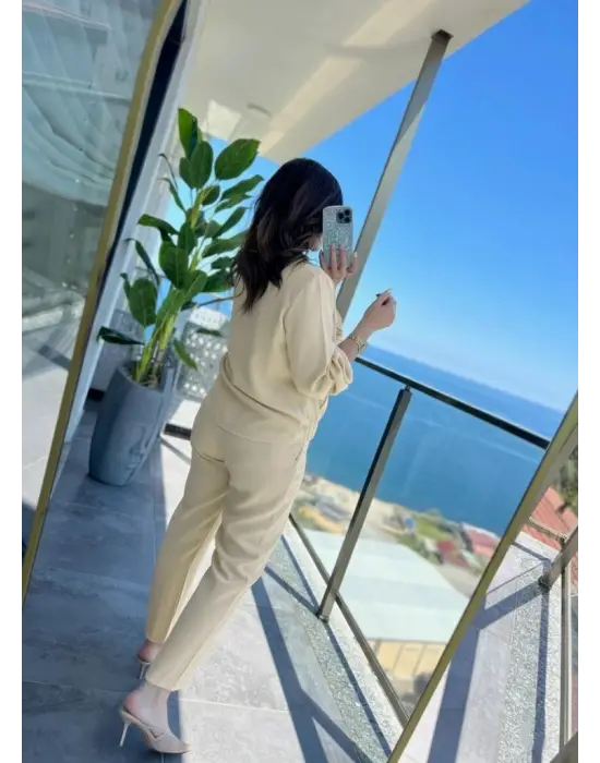 Kadın Uzun Kollu önden Fermuarlı Modal Ceket Ve Pantolon Ikili Takım