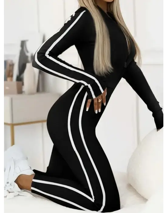 Kadın Uzun Kollu önden Fermuarlı şardonlu Dalgıç Tulum