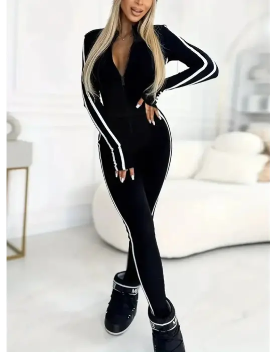 Kadın Uzun Kollu önden Fermuarlı şardonlu Dalgıç Tulum