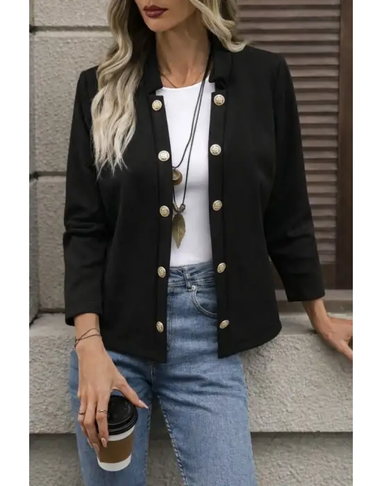 Modern Düğmeli   Dalgıç Ceket