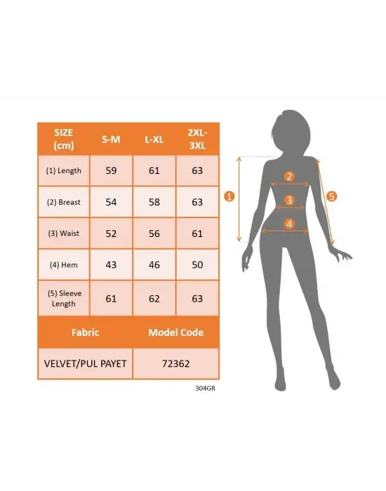 Kadın Uzun Kollu önü Açık Fermuarlı Pulpayetli Kadife Ceket