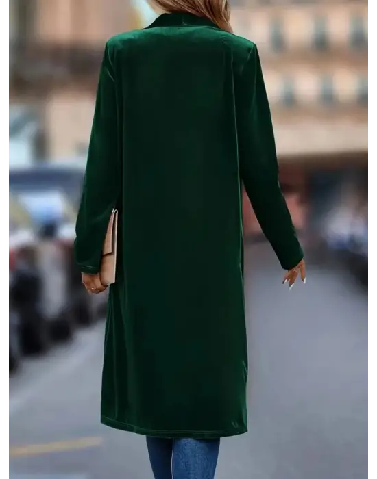 Kadın Uzun Kollu önü Açık Kolları Uzun Midi Ceket