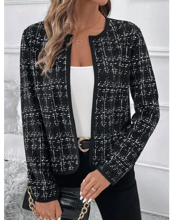 Kadın Uzun Kollu önü Açık şanel Kısa Ceket