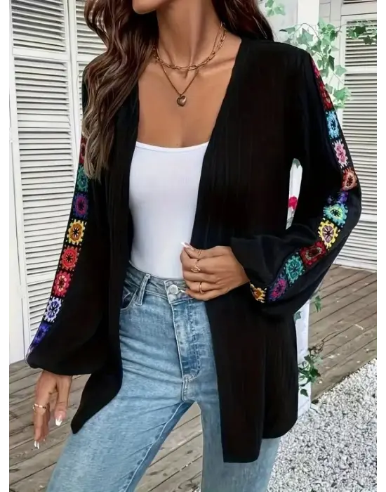 Kadın Uzun Kollu önü Açık şardonlu Kaşkorse Ceket