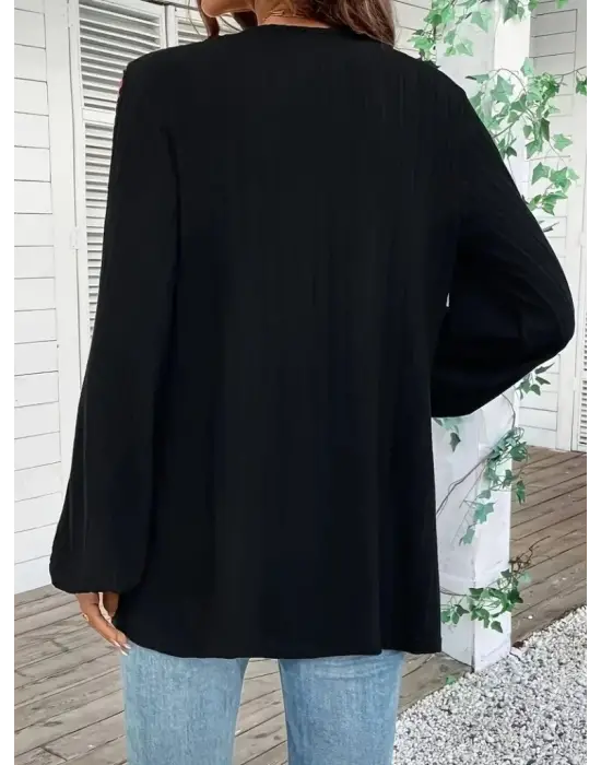 Kadın Uzun Kollu önü Açık şardonlu Kaşkorse Ceket