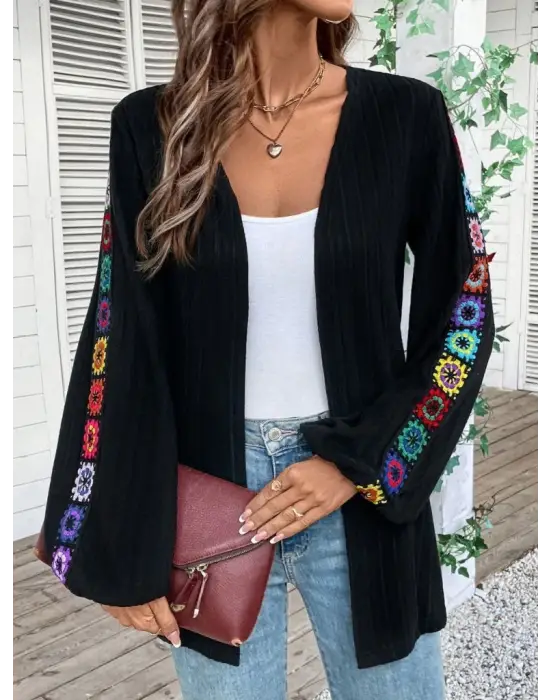 Kadın Uzun Kollu önü Açık şardonlu Kaşkorse Ceket