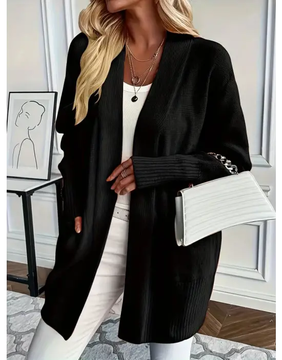 Kadın Uzun Kollu önü Açık Triko Hırka