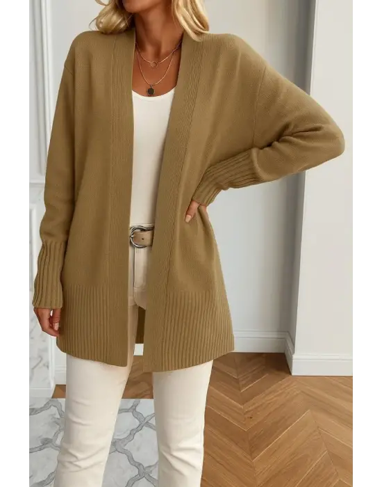 Kadın Uzun Kollu önü Açık Triko Hırka