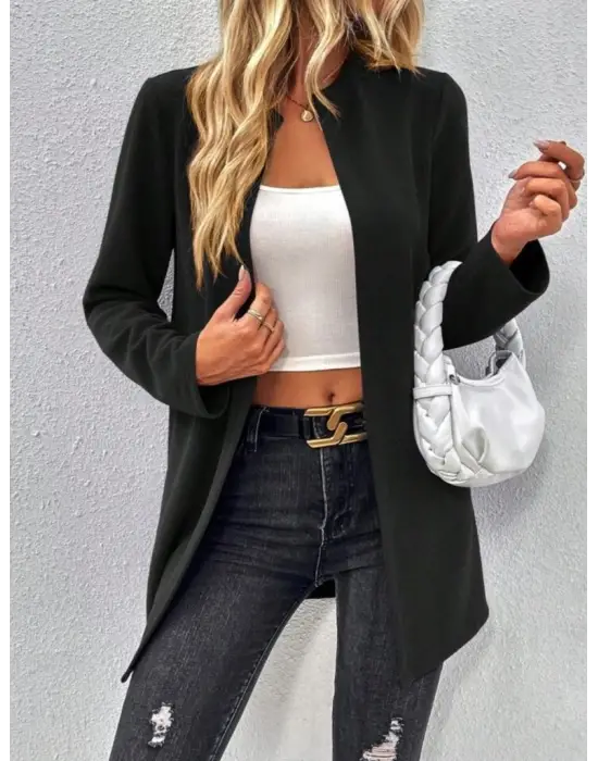 Kadın Uzun Kollu önü Açık Uzun Modal Ceket