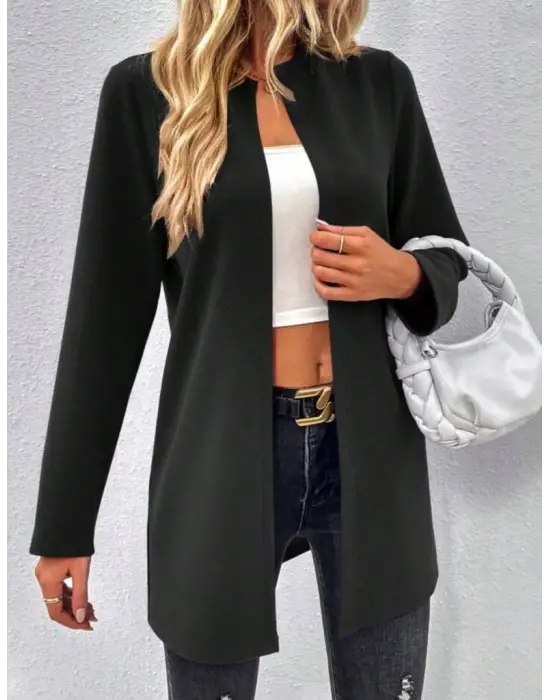 Kadın Uzun Kollu önü Açık Uzun Modal Ceket