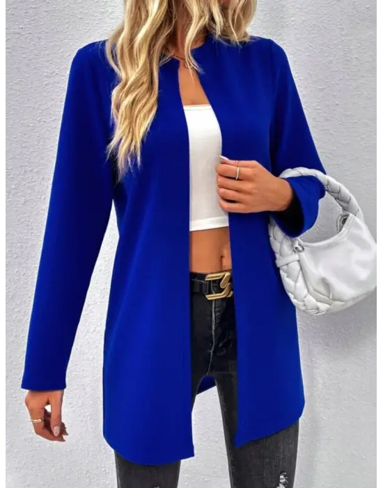 Kadın Uzun Kollu önü Açık Uzun Modal Ceket