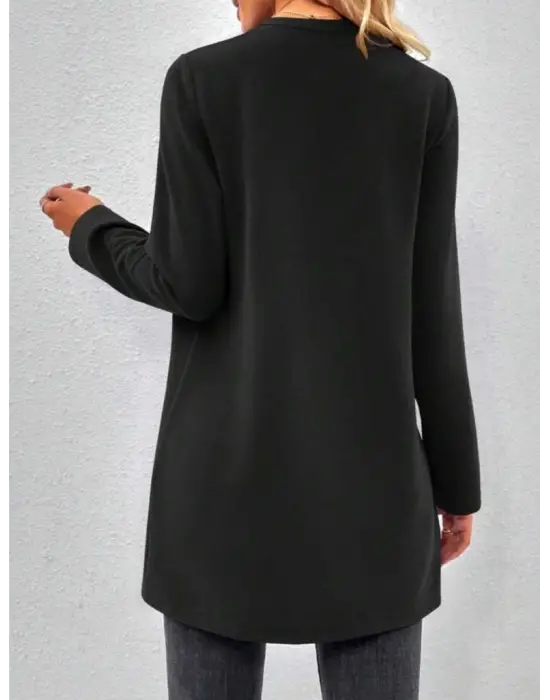 Kadın Uzun Kollu önü Açık Uzun Modal Ceket