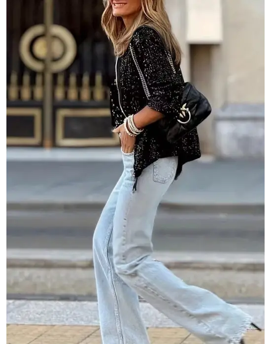 Modern Kadın Kısa Pulpayet Ceket