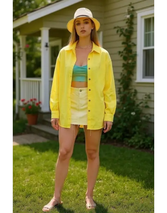 Kadın Uzun Kollu Oversize Gömlek